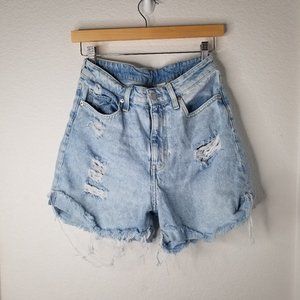 H&M Ultra High Waist Distressed Mom Shorts
